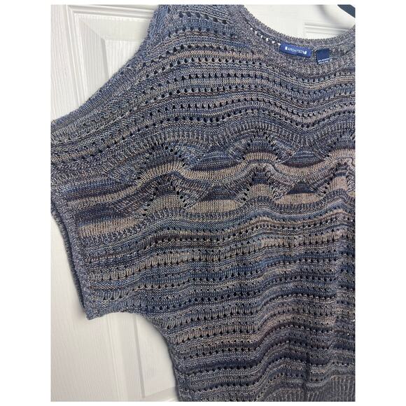 Architect Women's Short Sleeve Knit Sweater Blue Brown Size Large - Picture 3 of 8